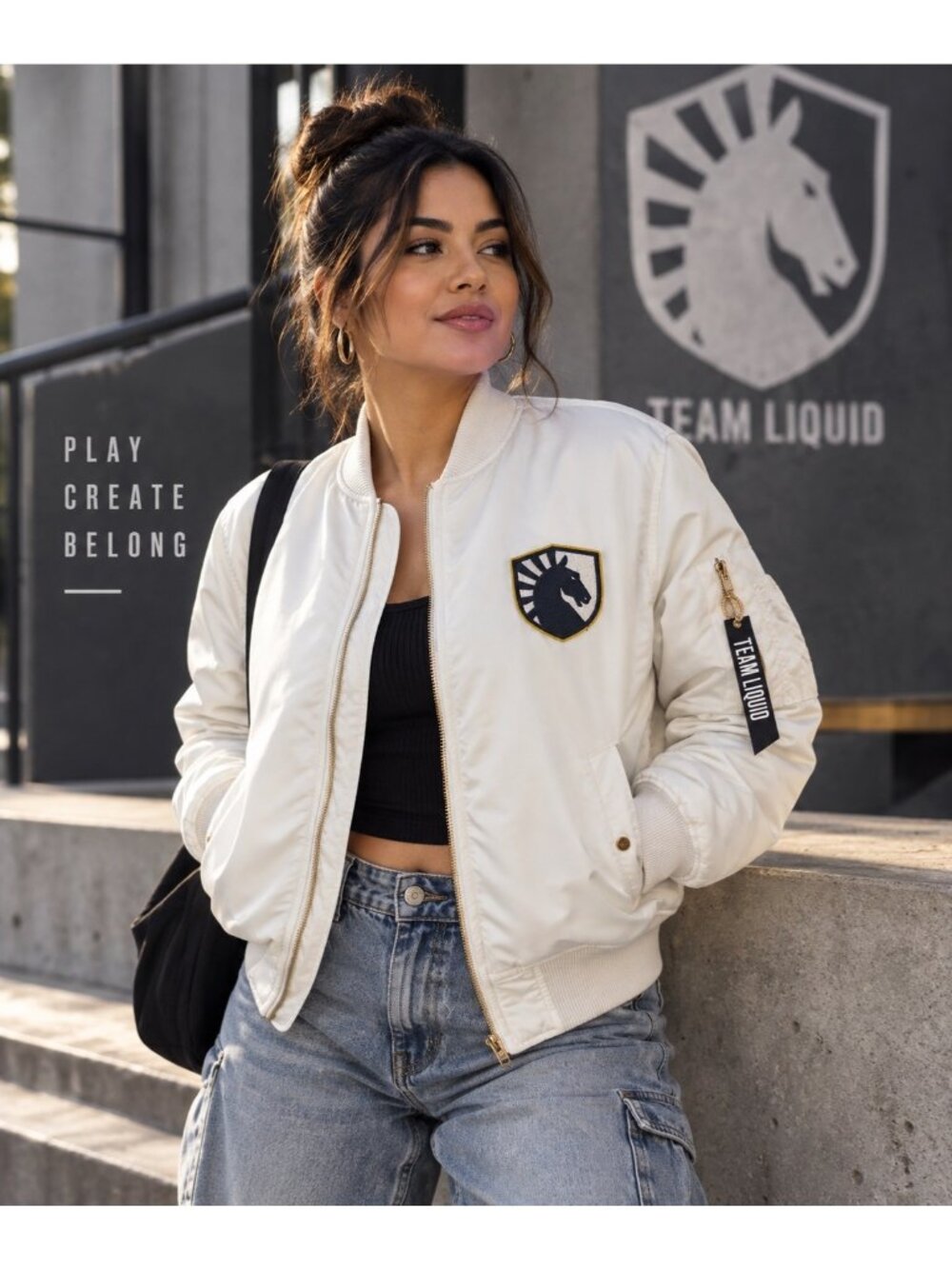 Team Liquid Esports White Bomber Jacket Small Gaming Streetwear Horse Logo
